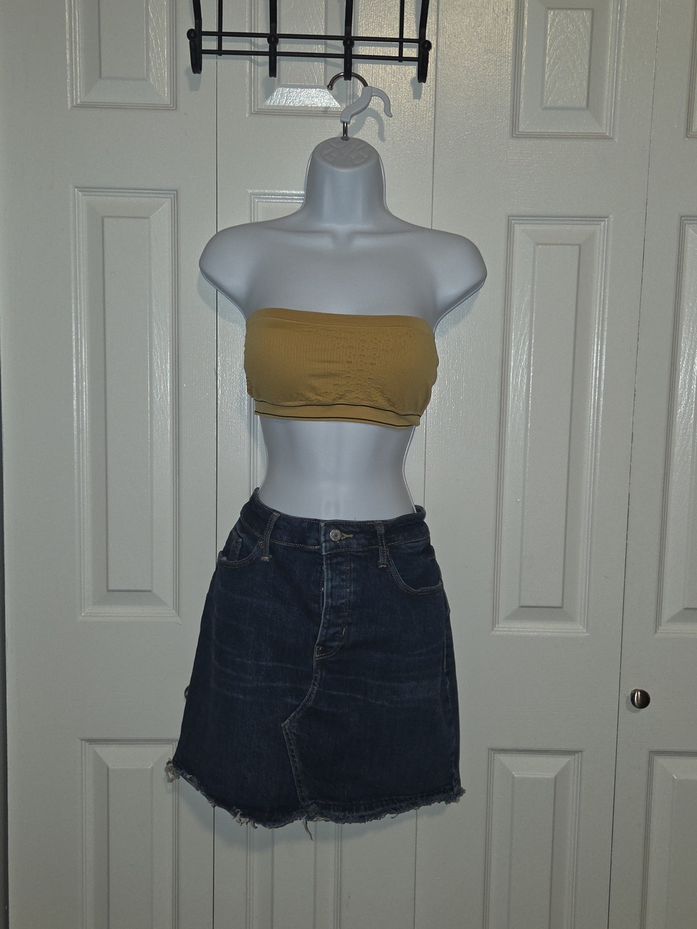 Old Navy Dark Wash Denim Mini Skirt with Raw Hem